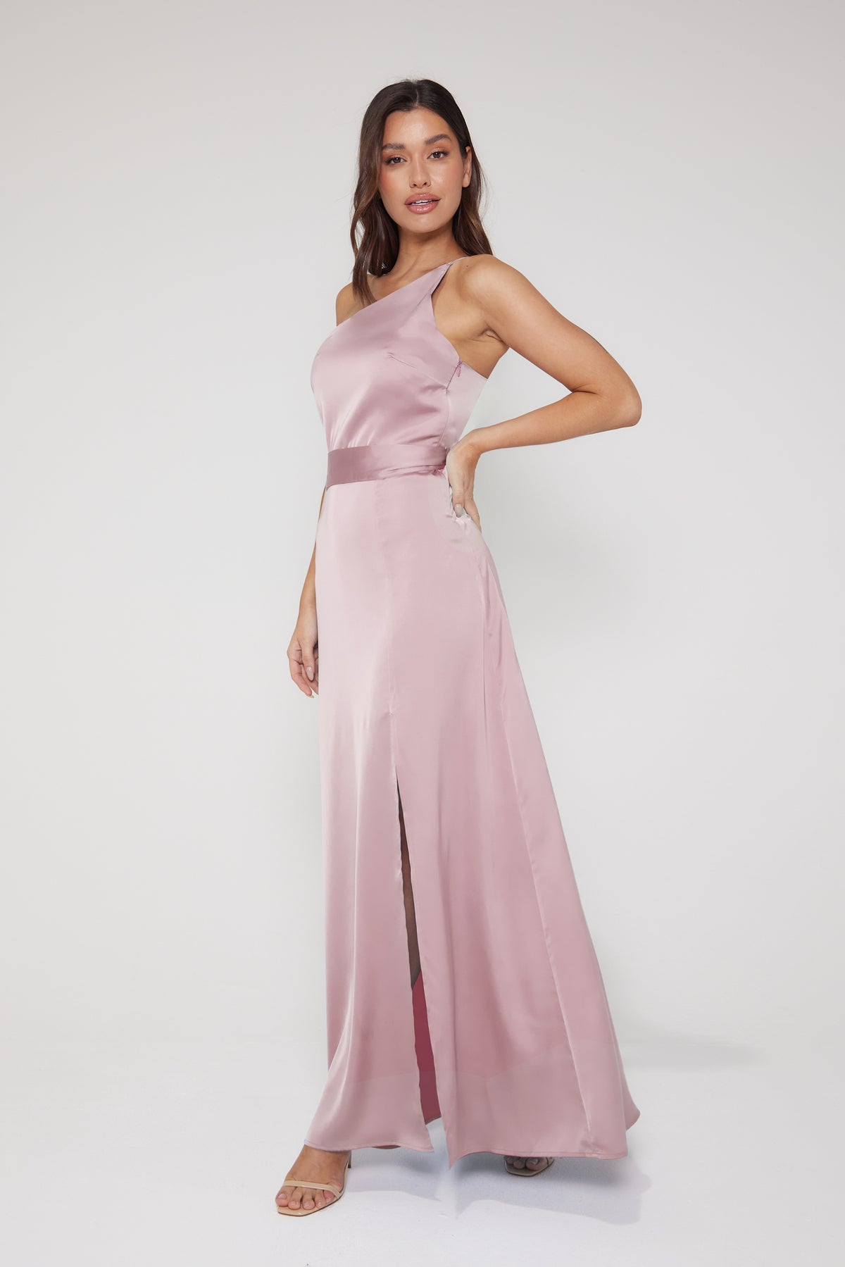 Aria One Shoulder Maxi Dress - Blush