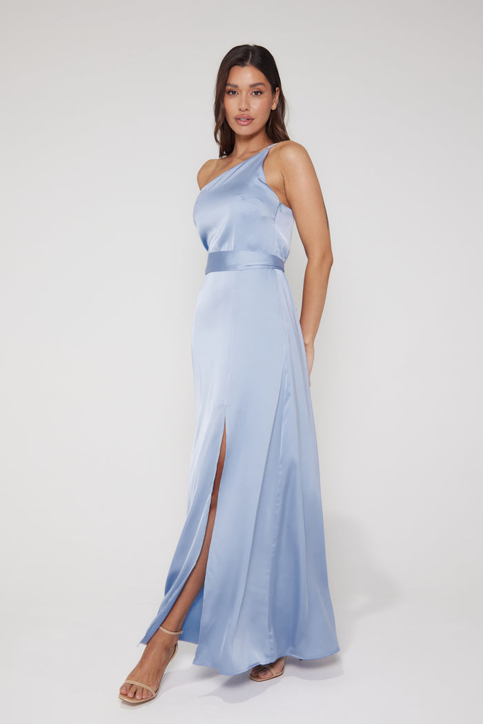 Aria One Shoulder Maxi Dress - Ice Blue