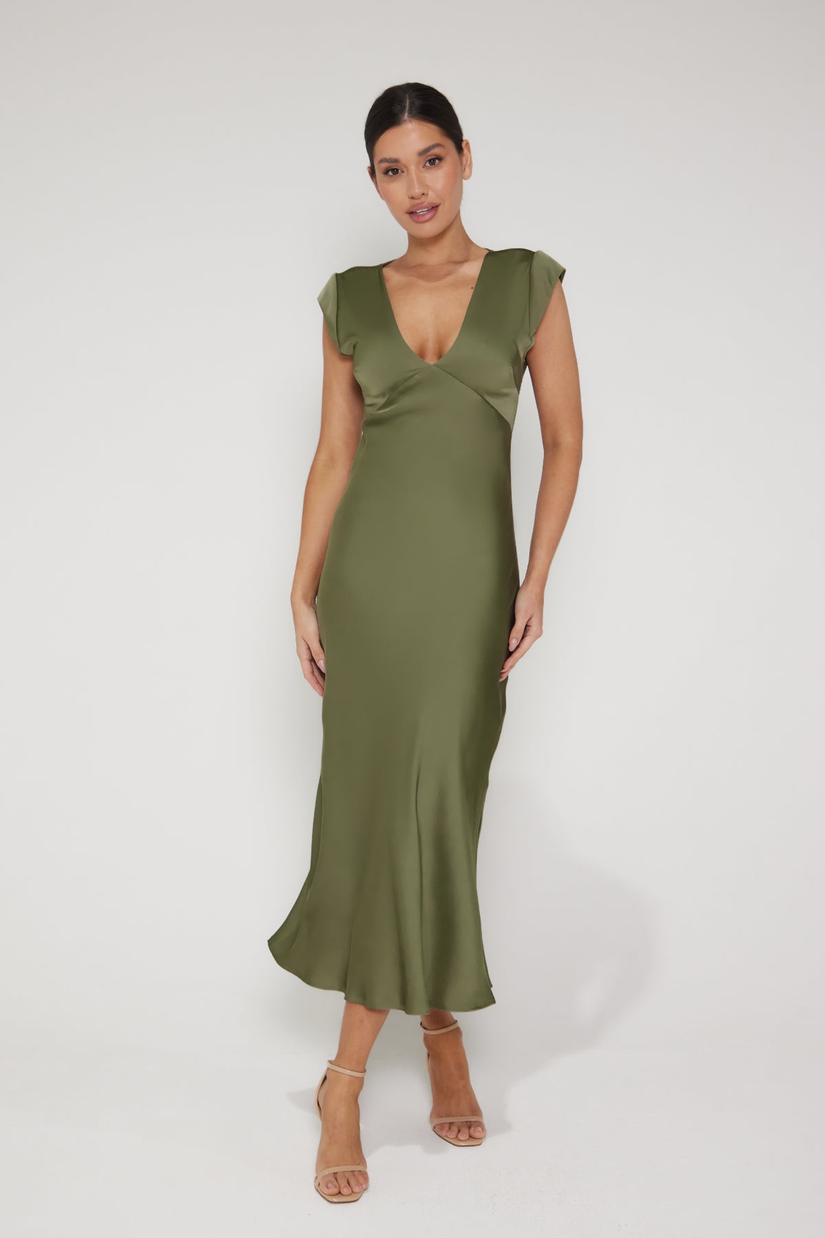 olive green dress uk Sheath Embellished Shoulder Long Sleeves Olive Green Prom Dress UK main image 1