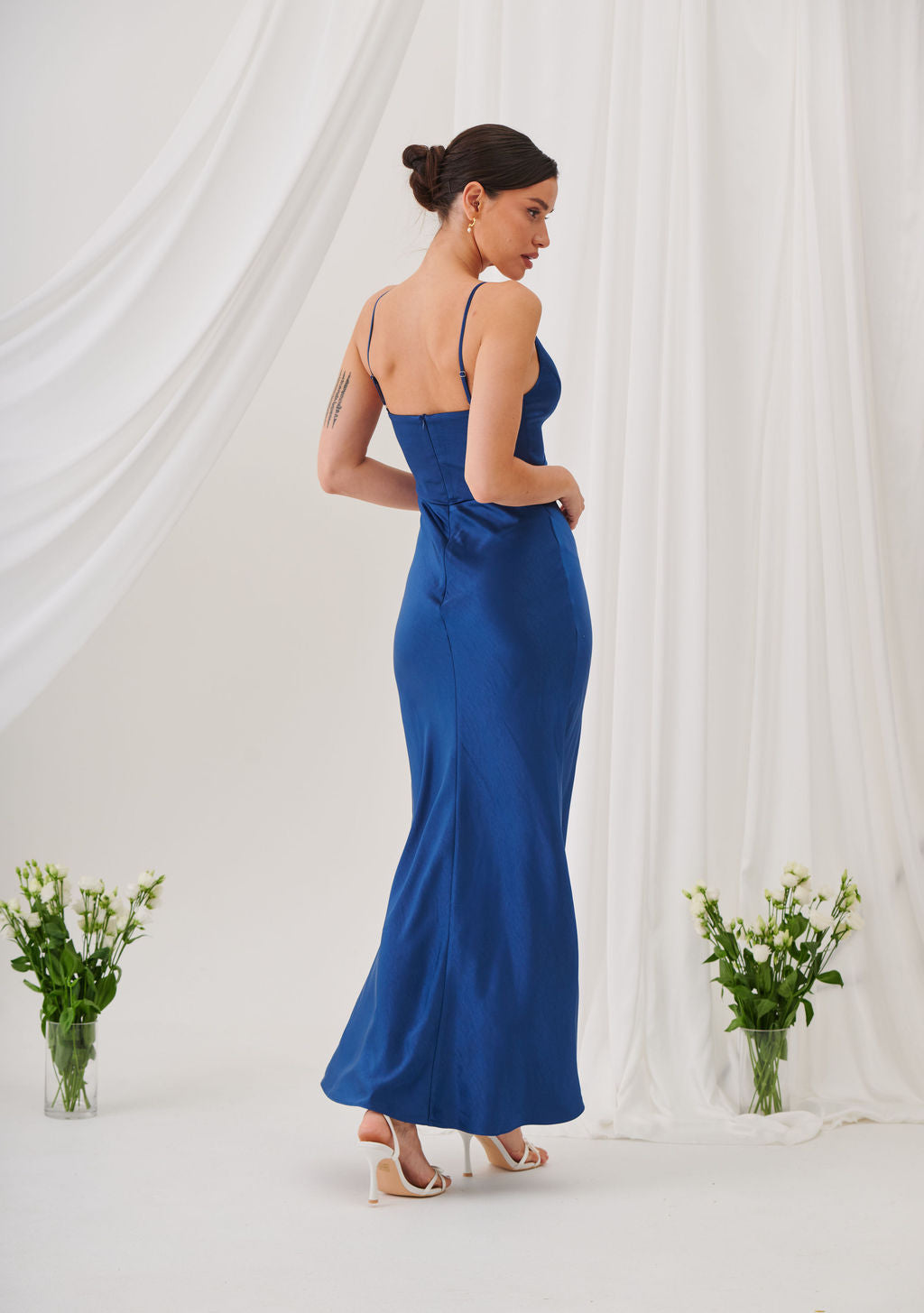 Ada V Neck Slip Maxi Dress -Navy