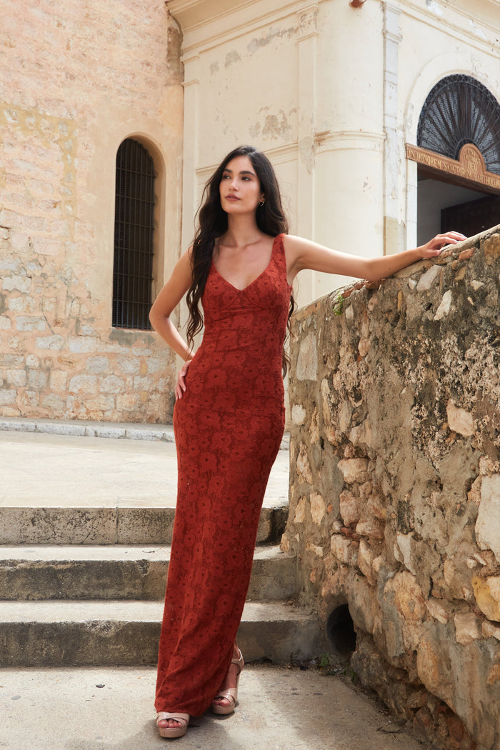 Erin Dress Rust Lace