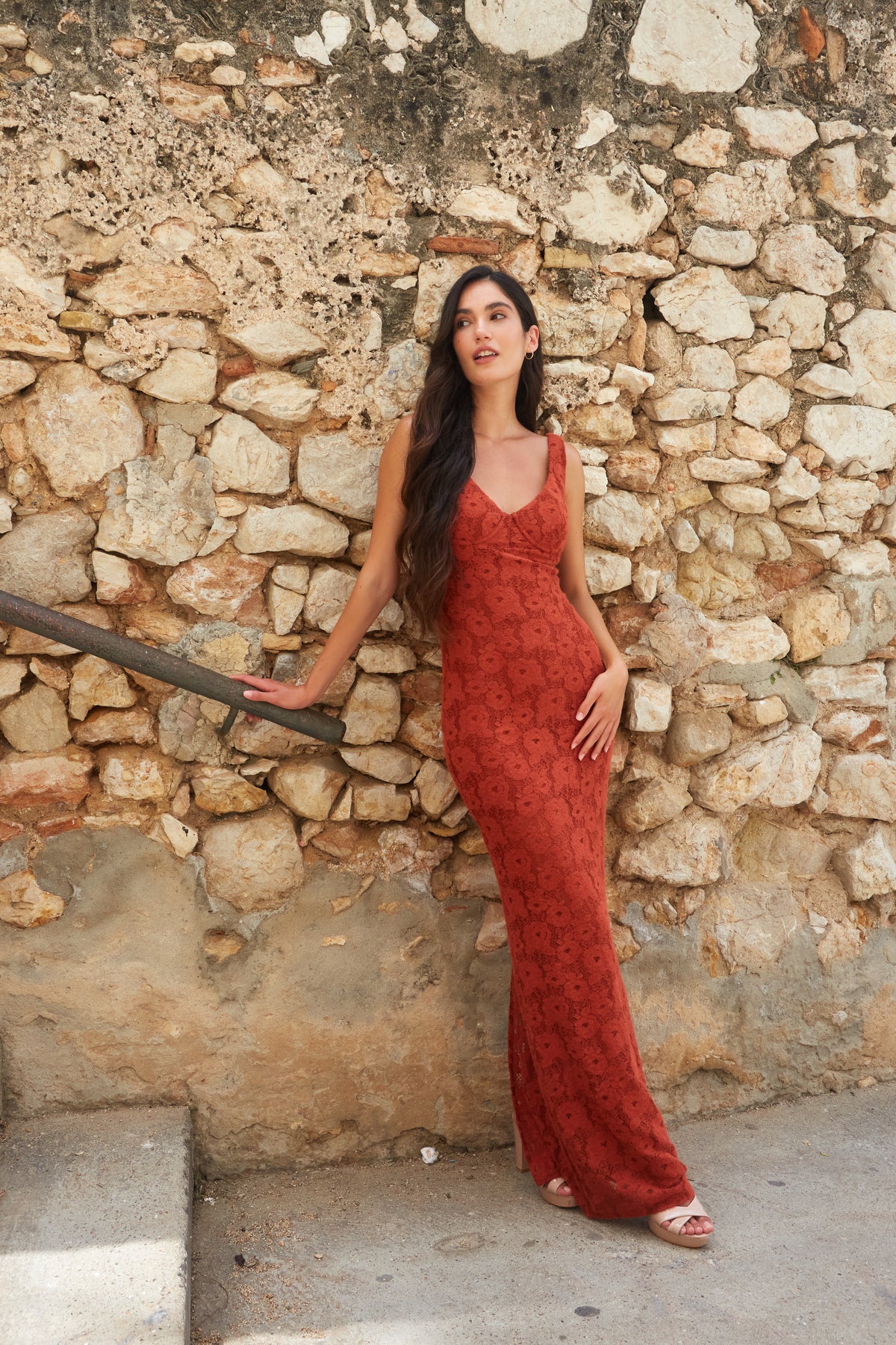 Erin Dress Rust Lace