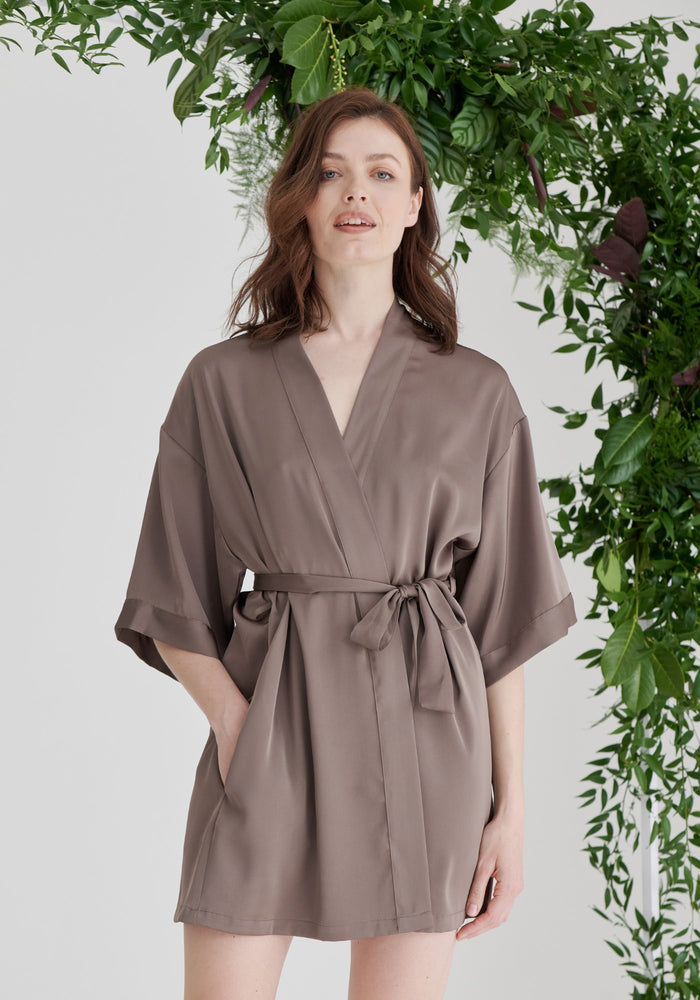 Bridesmaid Satin Robe - Taupe