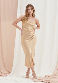 Olivia Satin Cami Slip Dress - Champagne
