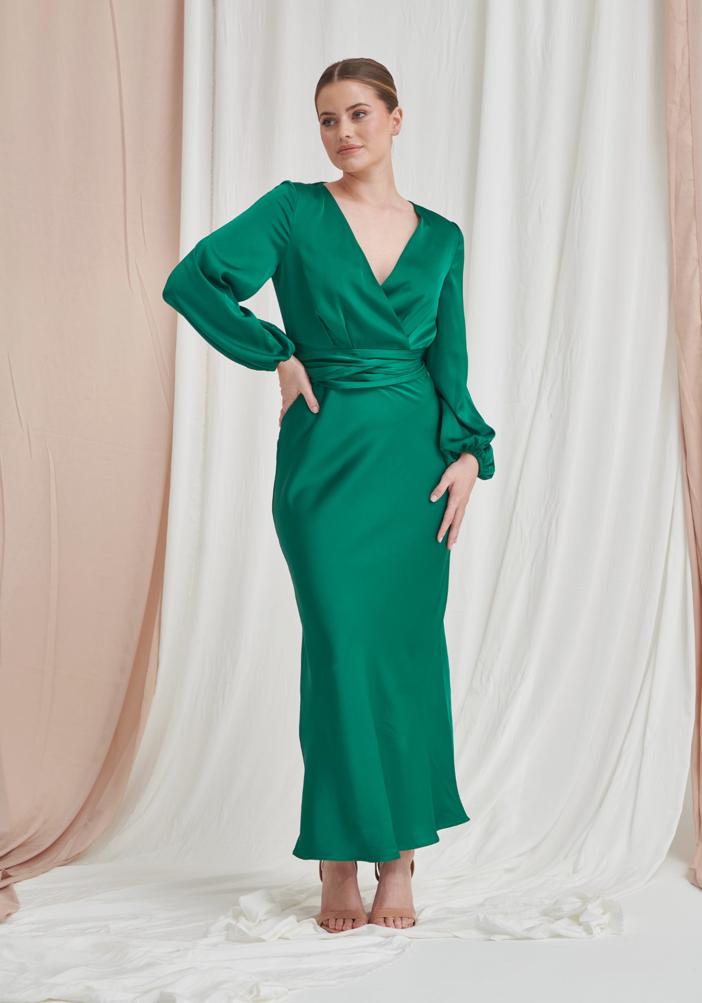 Long green top dress with sleeves