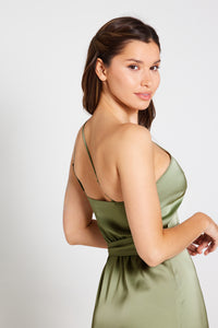 Aria One Shoulder Maxi Dress - Olive