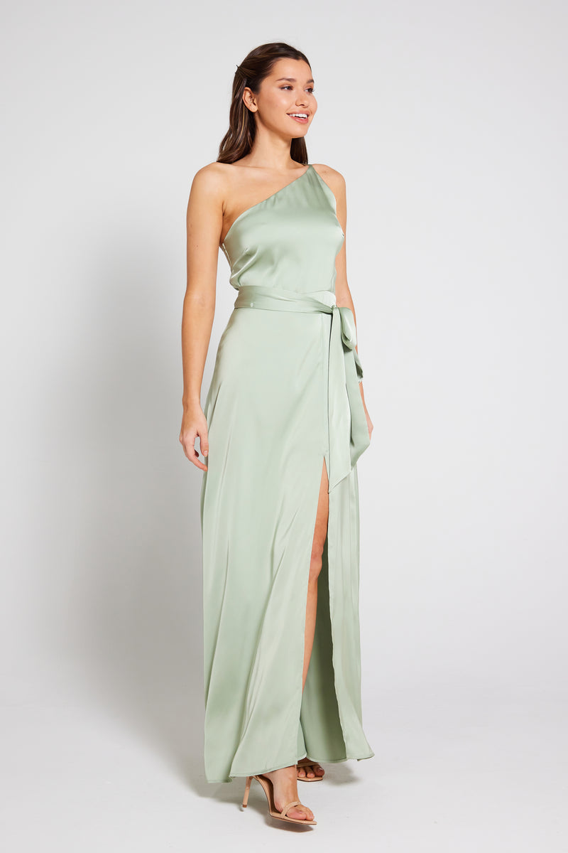 Aria One Shoulder Maxi Dress - Sage Green