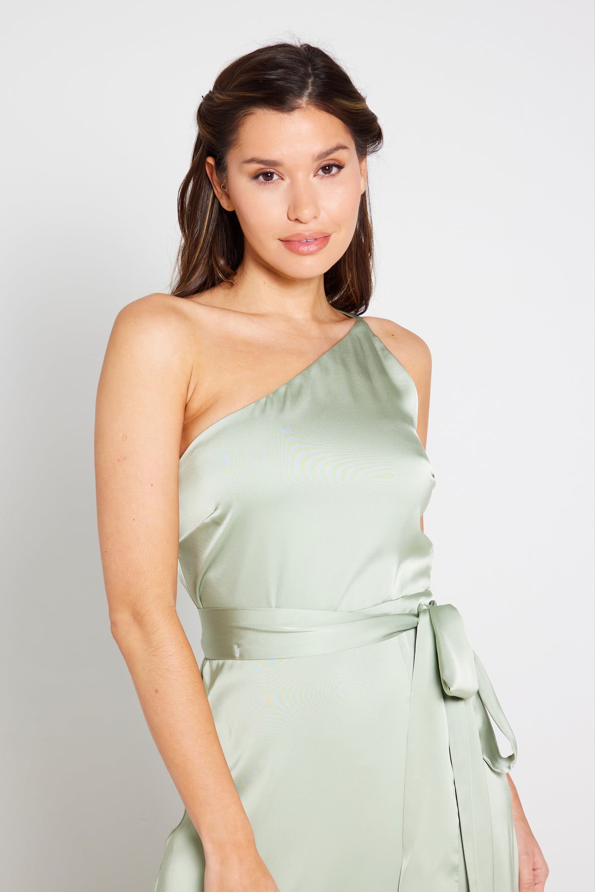 Aria One Shoulder Maxi Dress - Sage Green