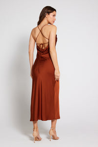 Chelsea Cowl Neck Backless Dress - Rust
