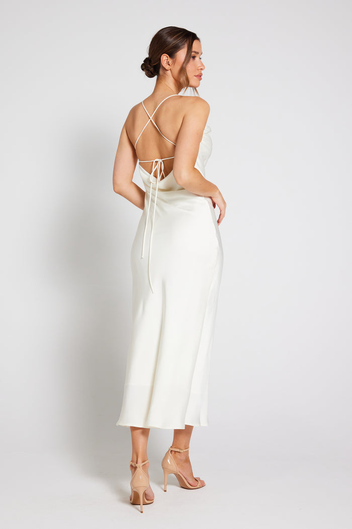 Chelsea Cowl Neck Backless Dress - Ivory