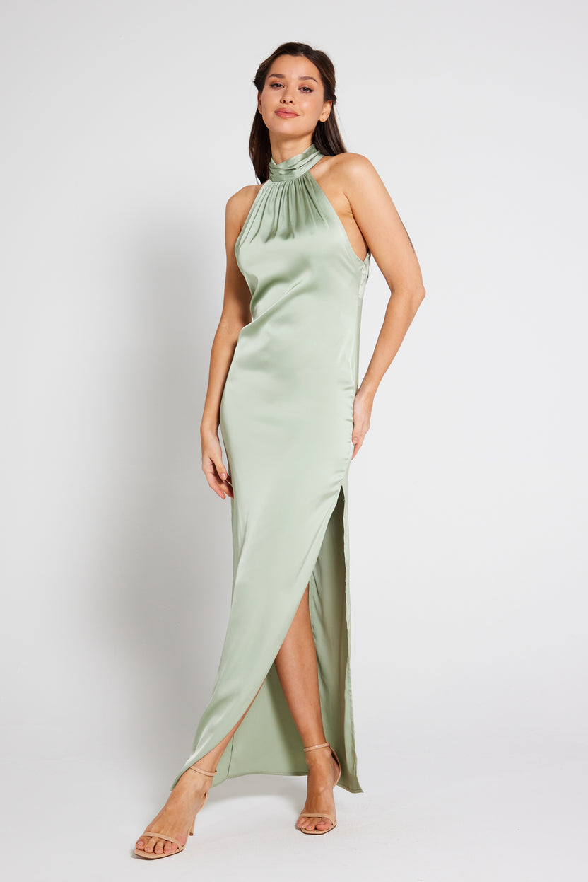 Element Tied Halter Maxi Dress Sage main image 1