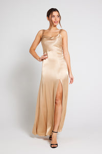 Layla Cami Satin Maxi Gown Dress - Champagne