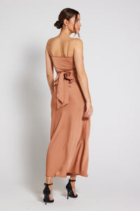 Louisa Tie Waist Cami Wrap Maxi Dress - Almond