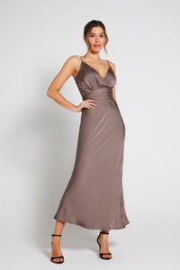 Louisa Tie Waist Cami Wrap Maxi Dress - Taupe