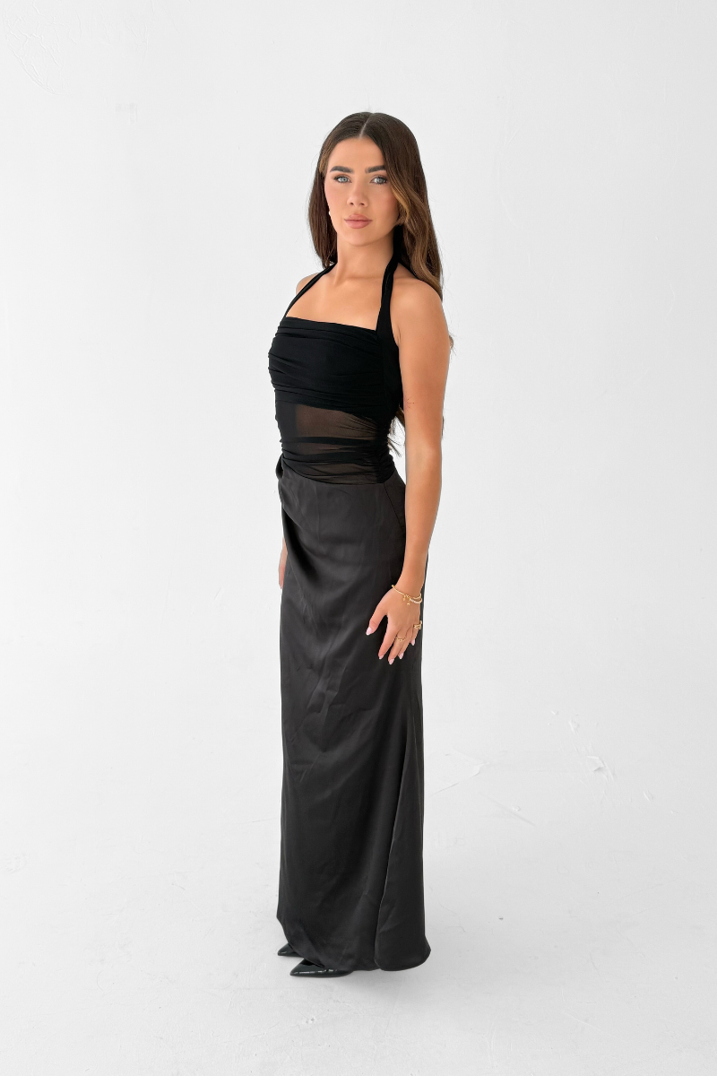 Amelia Halter Evening Gown - Black