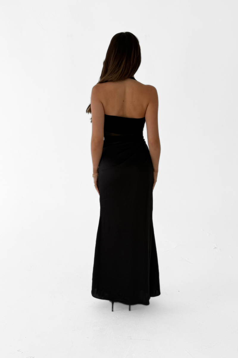 Amelia Halter Evening Gown - Black