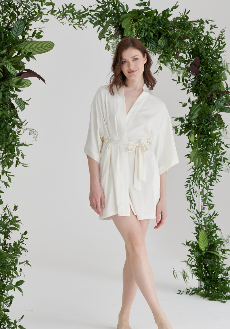 Bridal Satin Robe - Ivory