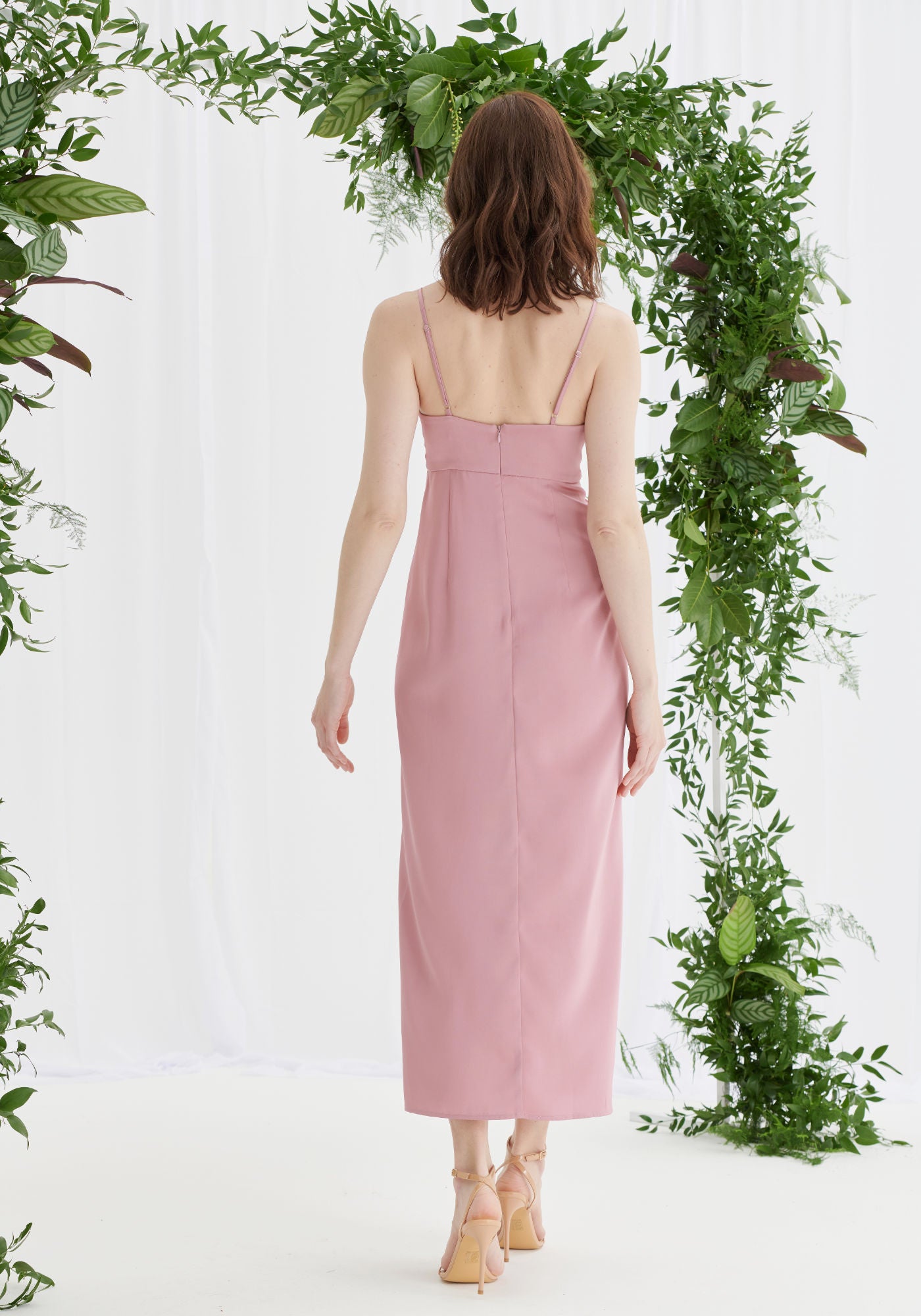 Janette Twist Front Satin Dress in Dusky Pink | Luxe Collection | Liena UK Janette Twist Front Satin Dress in Dusky Pink | Luxe Collection | Liena UK
