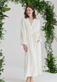 Long Bridal Satin Maxi Robe - Ivory