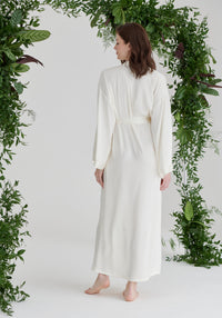 Long Bridal Satin Maxi Robe - Ivory