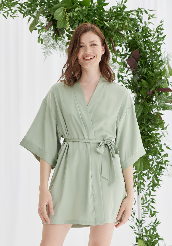 Bridesmaid Satin Robe - Sage Green