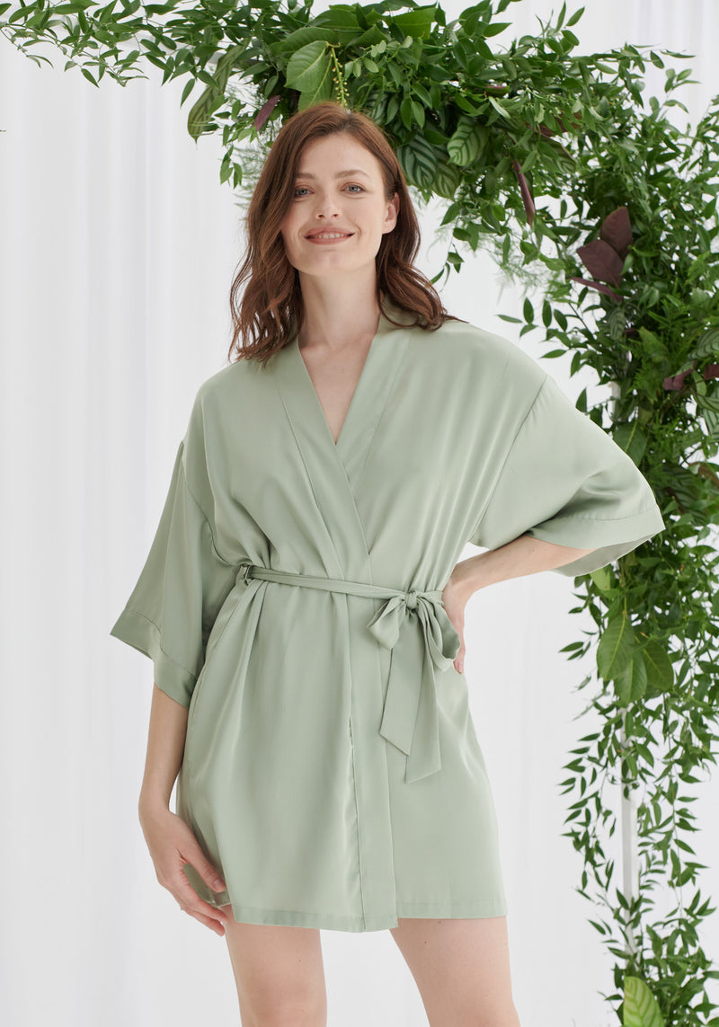 Bridesmaid Satin Robe - Sage Green