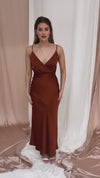 Louisa Tie Waist Cami Wrap Maxi Dress - Rust