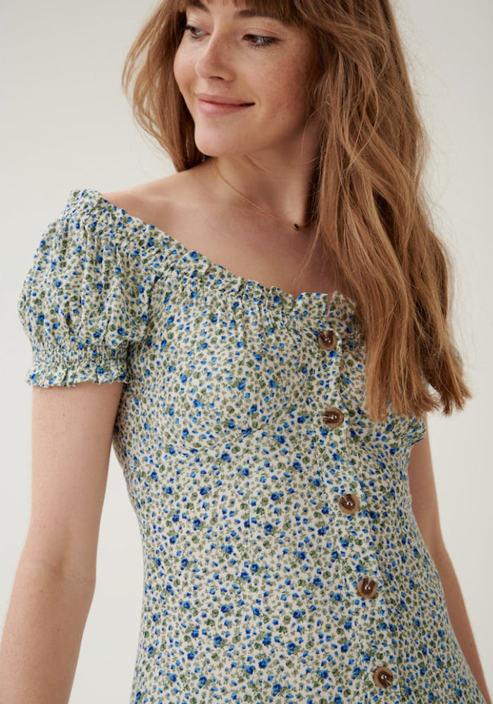 Button bardot sale dress