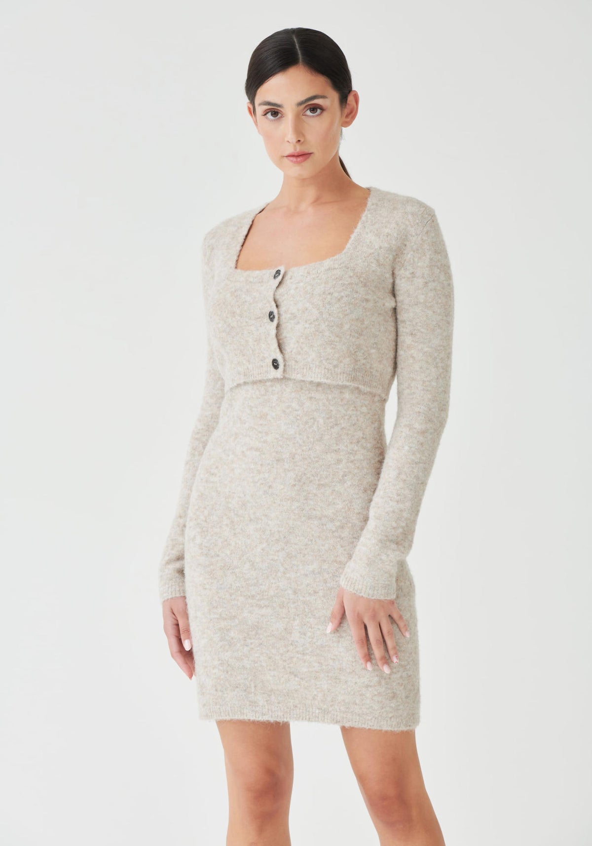 Cadie Knit Dress Set - Oatmeal - Outlet