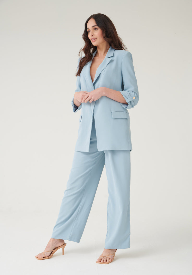 Courtney High Waisted Trousers in Light Blue - Outlet