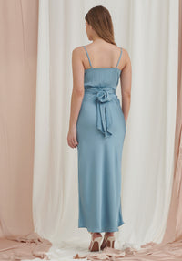 Louisa Tie Waist Cami Wrap Maxi Dress - Light Blue