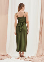 Louisa Tie Waist Cami Wrap Maxi Dress - Olive