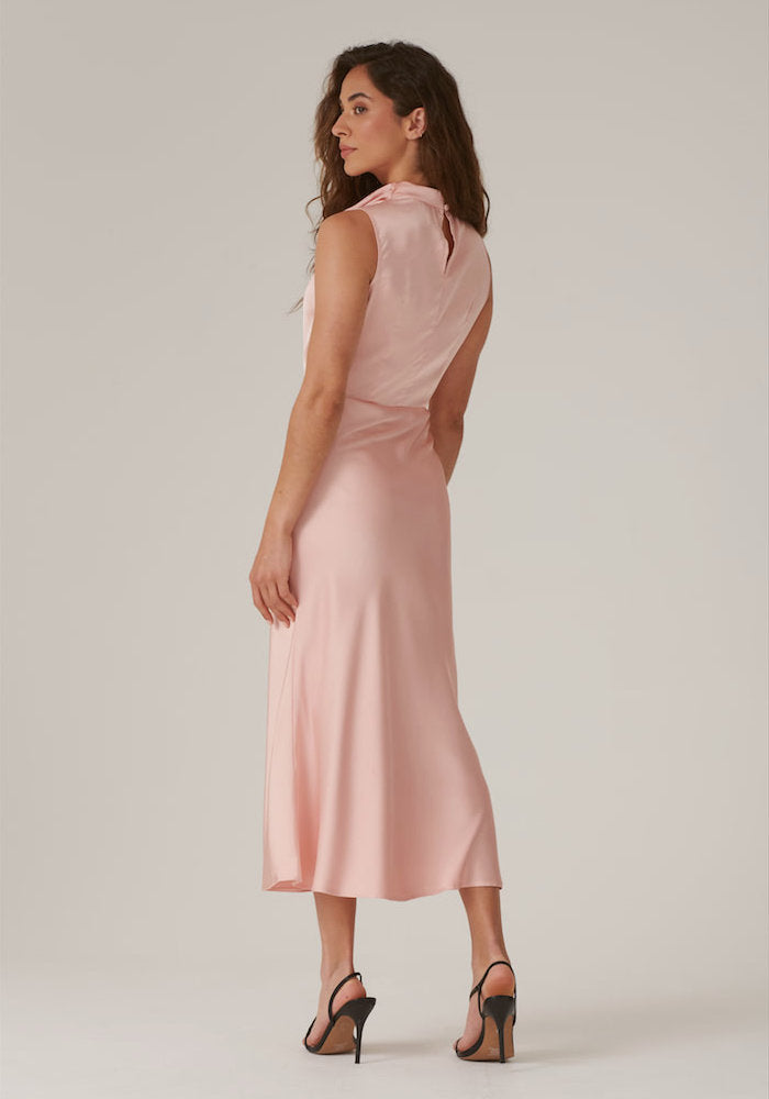 High-Neck Slip Dress in Rose Pink - Luxe Collection