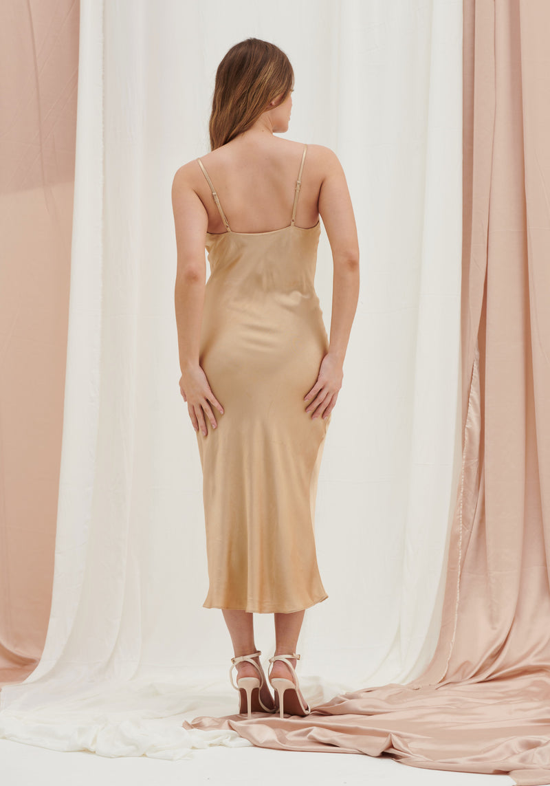 Olivia Satin Cami Slip Dress - Champagne