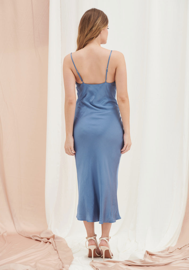 Olivia Satin Cami Slip Dress - Ice Blue