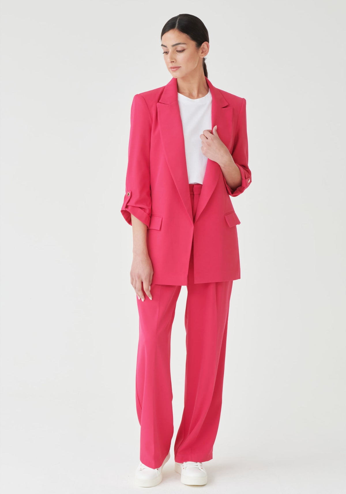 High Waisted Trousers in Fuchsia Pink - Outlet