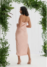 Estelle Ruched Satin Slip Dress - Rose Pink