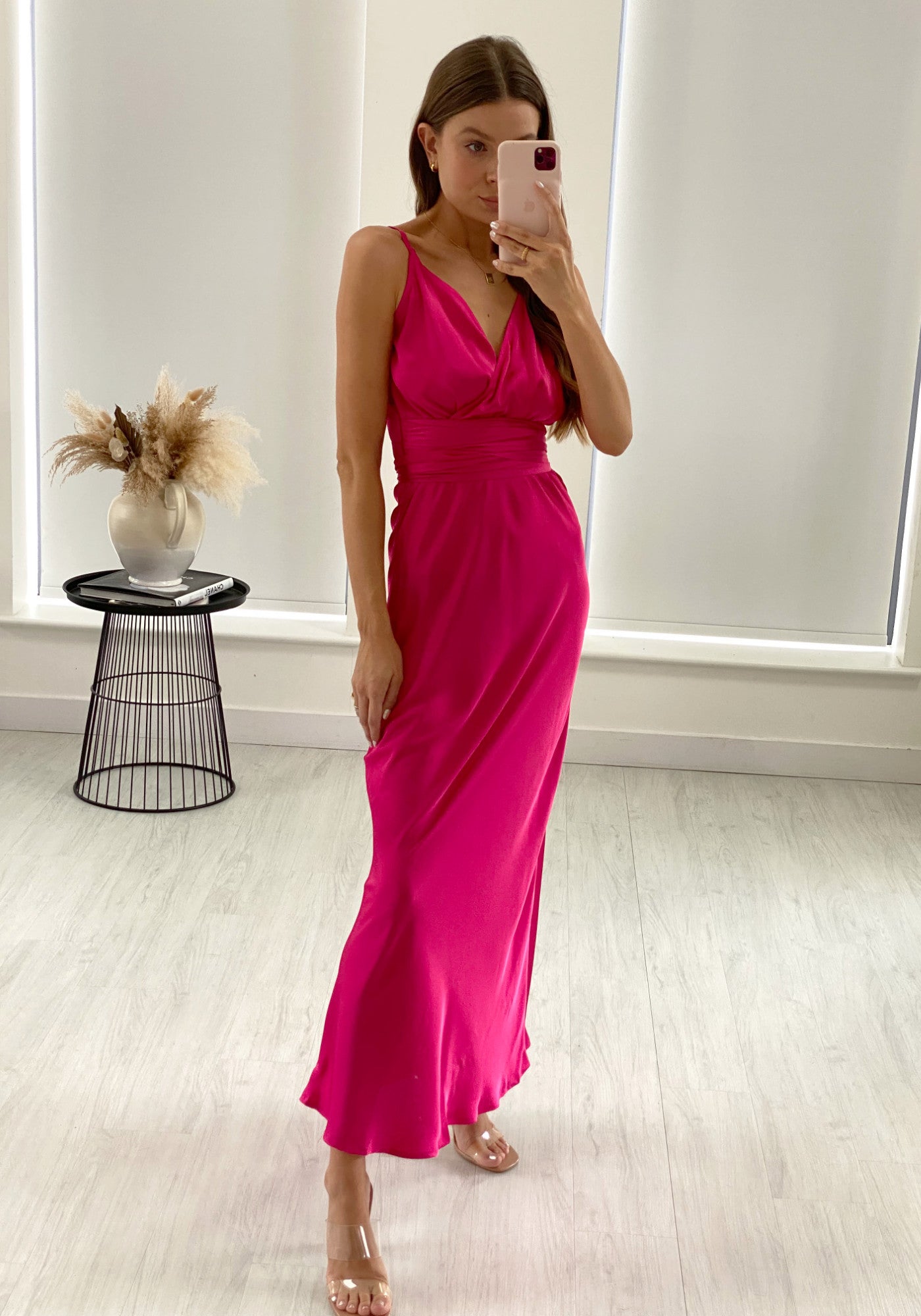 Pink wrap dress uk store