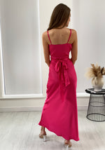 Louisa Tie Waist Cami Wrap Maxi Dress - Fuchsia Pink