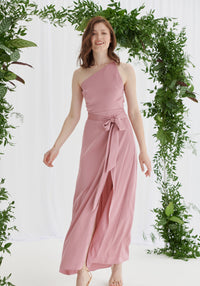 Aria One Shoulder Maxi Dress - Dusky Pink