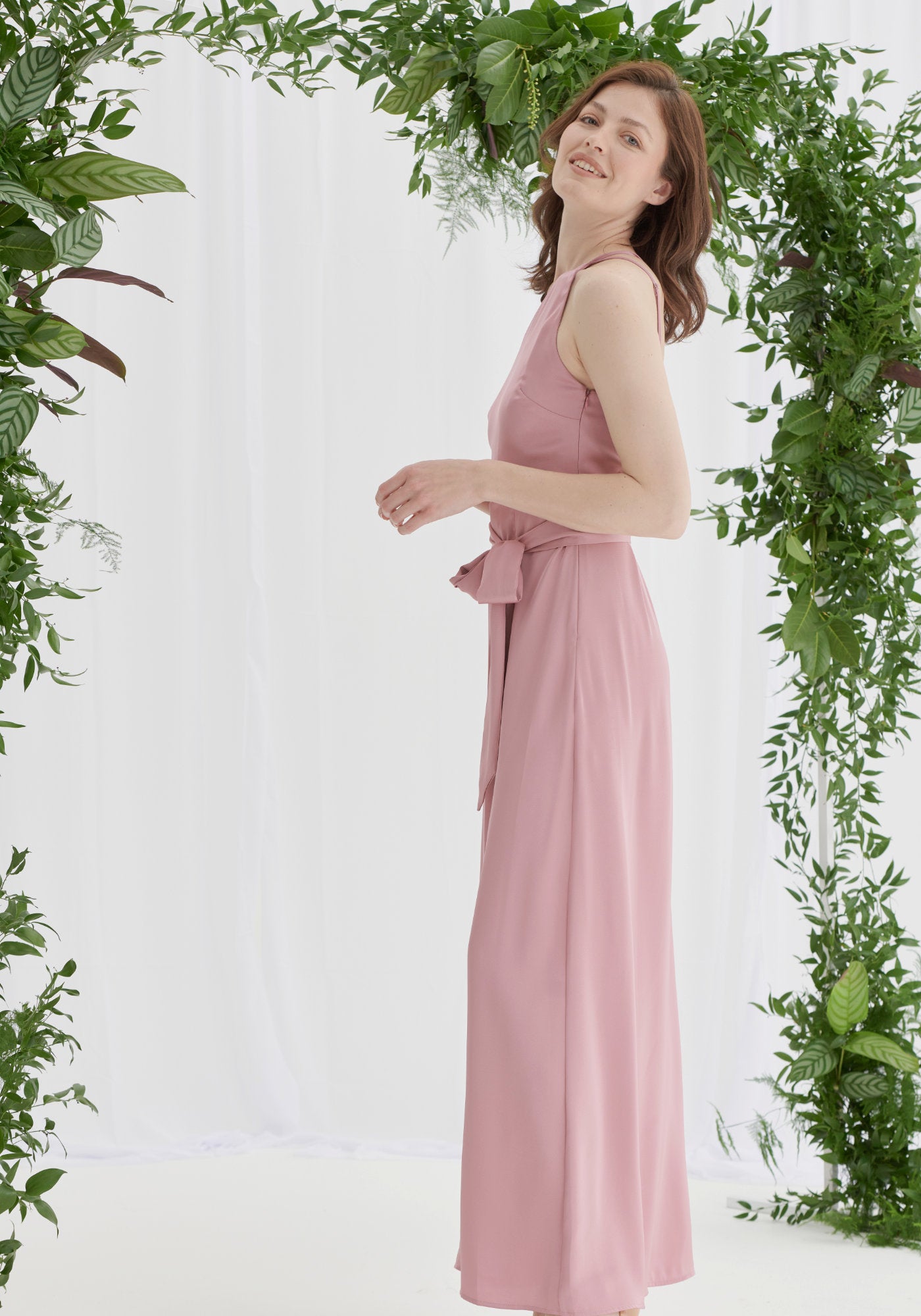 Dusky pink maxi dress uk online