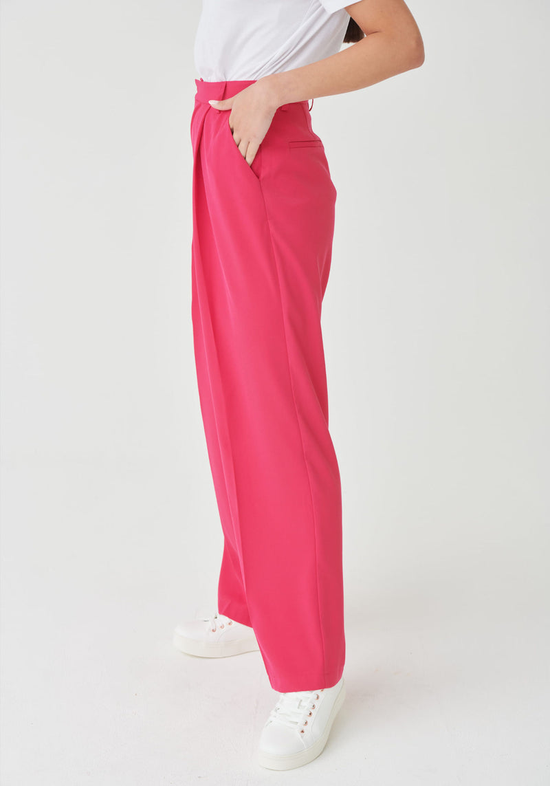 High Waisted Trousers in Fuchsia Pink - Outlet
