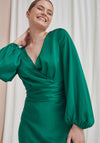 Pippa Long Sleeve Satin Maxi Dress - Emerald