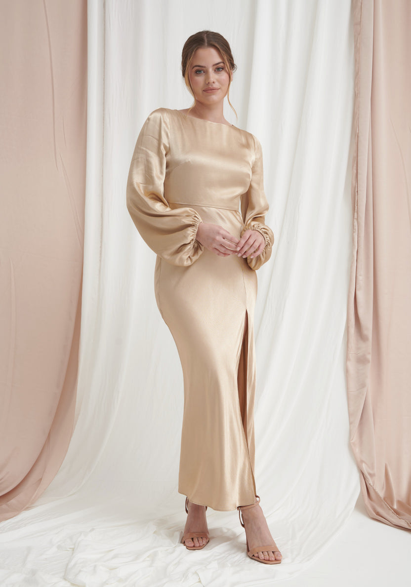 Barcelona High Split Satin Dress main image 1