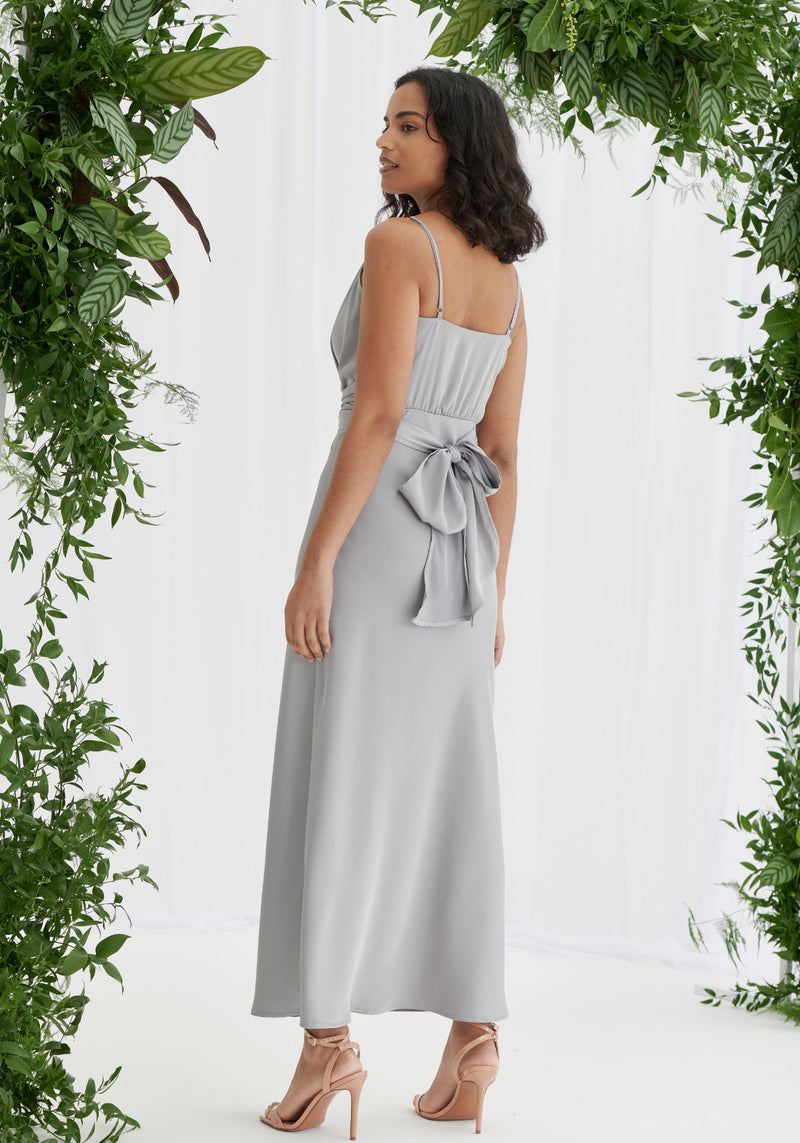Silver Bridesmaid Dress | Maxi Satin Dresses For Bridesmaids | Liena UK Silver Bridesmaid Dress | Maxi Satin Dresses For Bridesmaids | Liena UK
