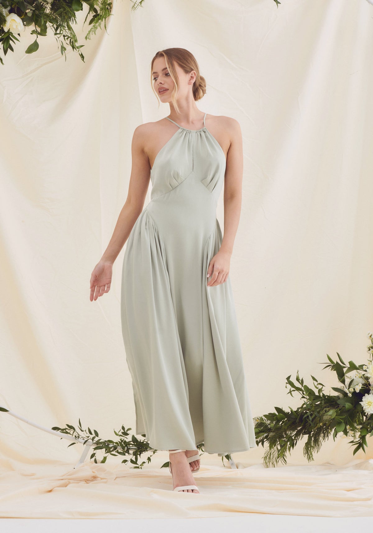 Sage Green Satin Dress For Bridesmaids - Sage Green Satin Maxi Dress UK